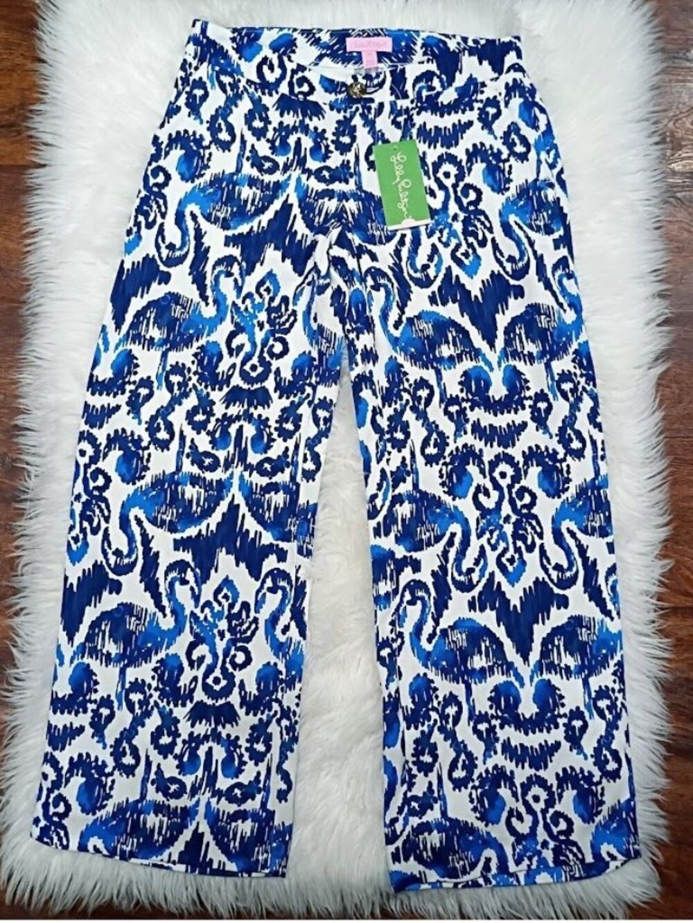 Lilly Pulitzer size 00 Wide Leg Flowy Resortwear Blue Old money Hamptons NWT - Picture 2 of 13